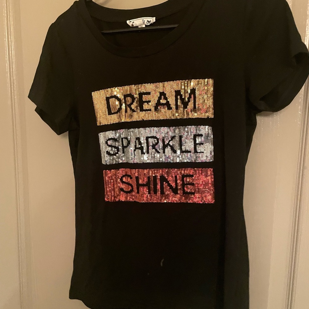 Black gold  sequin t shirt medium Dream Sparkle Shine